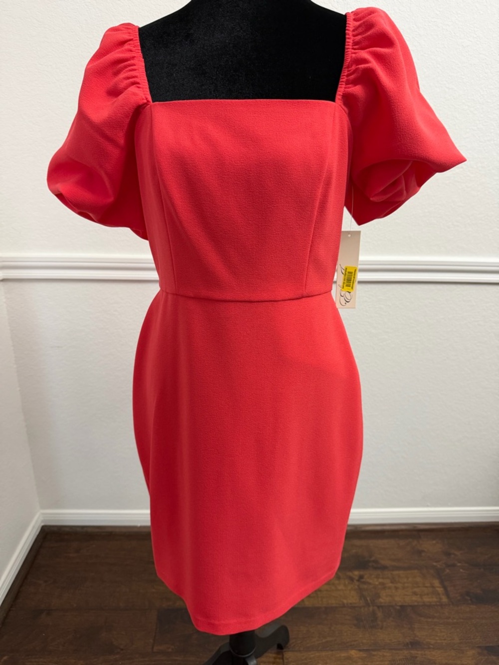 Eliza J Coral - Square Neck Puff Sleeve Mini Dress